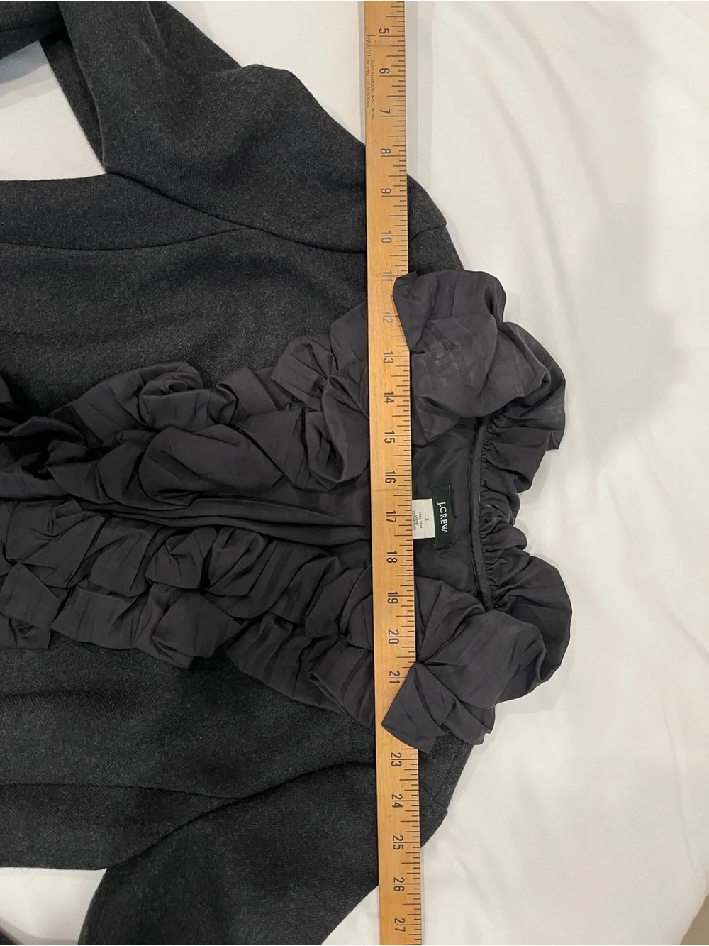 J. Crew Women's Charcoal Ruffle-Trim Wool Jacket